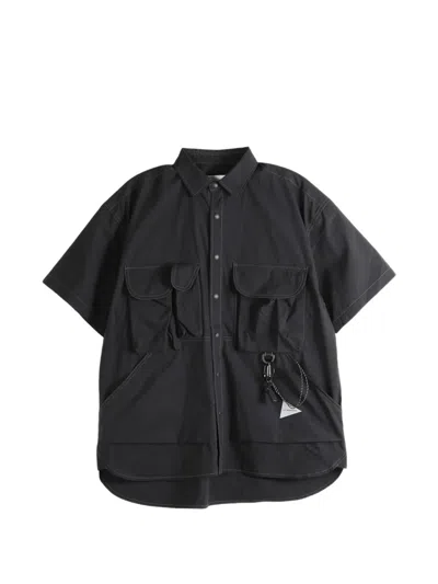 And Wander Cargo-pocket Short-sleeve Shirt In Black