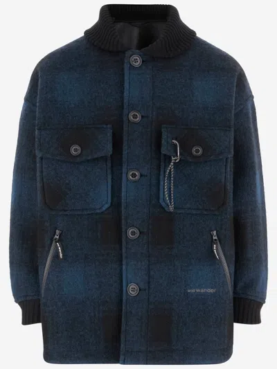 AND WANDER CHECKED WOOL BLEND JACKET
