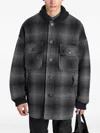And Wander Check-pattern Button-up Coat In Gray