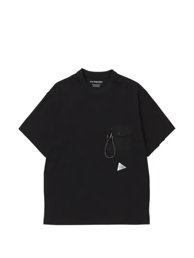 And Wander Chest Pocket Carabiner T-shirt In Black