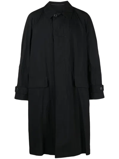 And Wander Classic-collar Long Coat In Schwarz