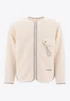 And Wander Textured Fleece Jacket With Full Zip In Neutral