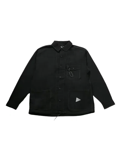 And Wander Contrast-stitching Overshirt In Black