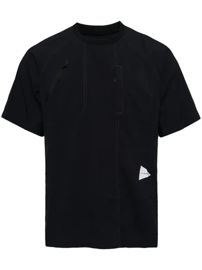 AND WANDER CONTRAST-STITCHING PANELLED T-SHIRT
