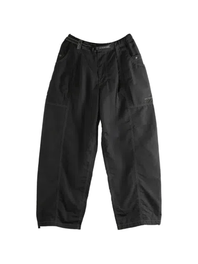 And Wander Contrast-stitch Belted Trousers In Black