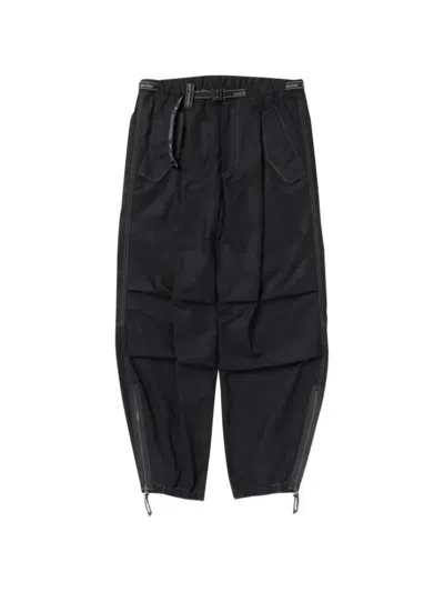 And Wander Contrast-stitch Belted Trousers In Black