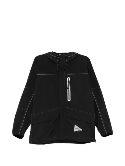And Wander Contrast-stitched Logo-patch Jacket In Black