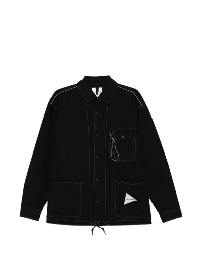 And Wander Cordura Logo-patched Shirt Jacket In Black