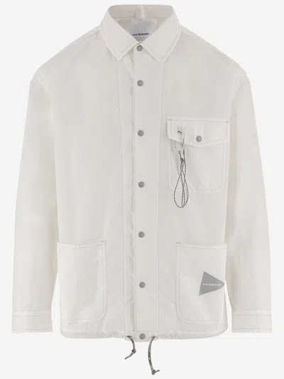 And Wander Cotton Blend Jacket With Logo In White