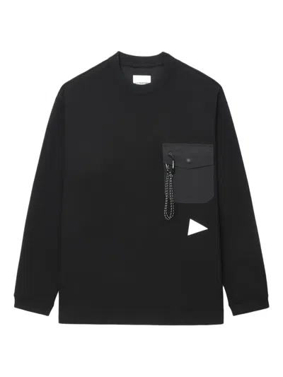 And Wander Crew-neck Sweatshirt In Black