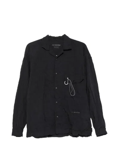 And Wander Crinkled-effect Shirt In Black