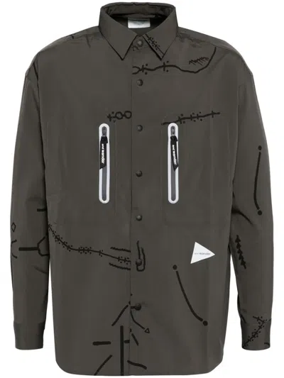 And Wander Daijiro Ohara Map Key Print Shirt In Grey