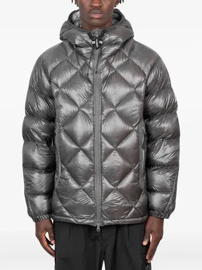 And Wander Diamond-quilted Hooded Jacket In Gray