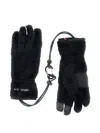 And Wander Embroidered Logo Fleece Gloves In Black