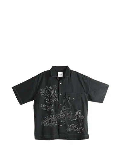 And Wander Embroidered Short-sleeve Shirt In Black