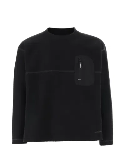 And Wander Exposed-seam Patch-pocket Sweater In Black