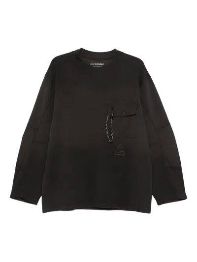 And Wander Flap-pocket Sweatshirt In Black