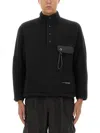 And Wander High-collared Fleece Pullover With Textured Finish In Black