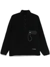 And Wander High-collared Fleece Pullover With Textured Finish In Black