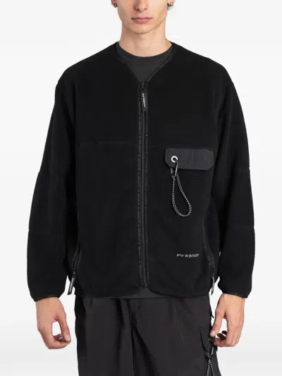 And Wander Fleece Zip-up Jacket In Black