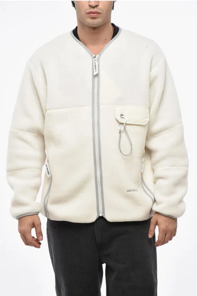 And Wander Fleeced Jacket With Breast Pocket And Karabiner In White