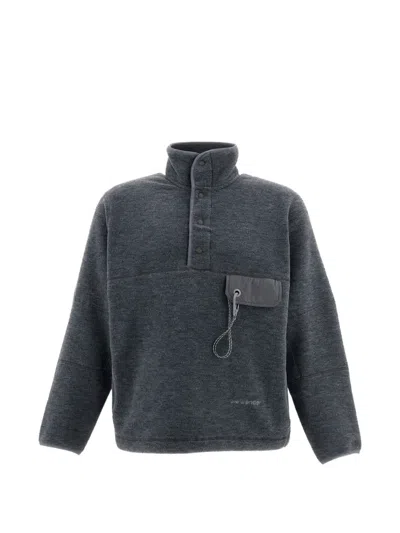 And Wander Fleece-knit Panelled Sweatshirt In Gray