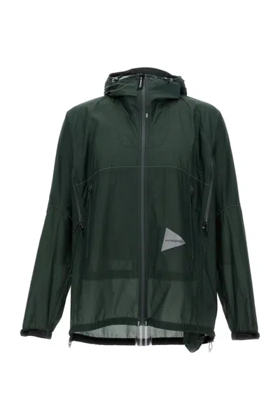 And Wander Functional Waterproof Jacket With Hood In Green