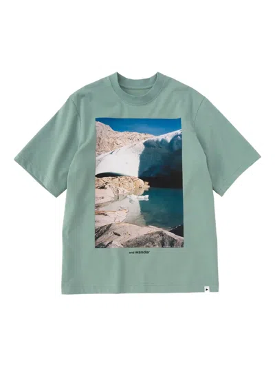 And Wander Graphic Stamp T-shirt In Green