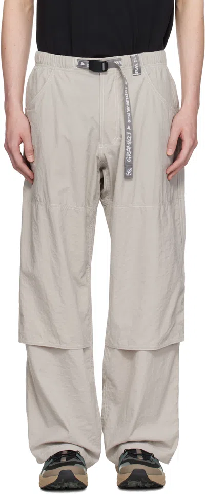 And Wander Gray Gramicci Edition Nylon Double Knee Trousers In L.grey