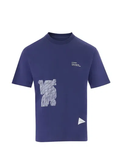 And Wander Greykjavík Logo-print T-shirt In Blue
