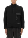And Wander High-collared Fleece Pullover With Textured Finish In Black