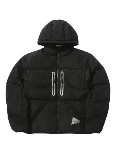 And Wander Hooded Checked Jacket In Black