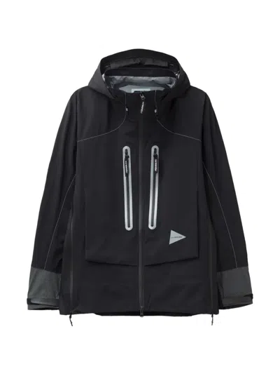 And Wander Reflective Zip Hooded Jacket In Black