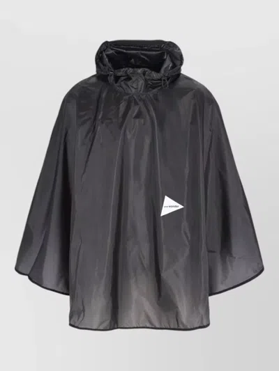 And Wander Hooded Lightweight Coat Printed Back Waterproof In Black