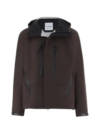And Wander Hooded Multi-pocket Jacket In Brown