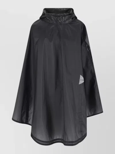 And Wander Hooded Water Resistant Coat Loose Fit In Black