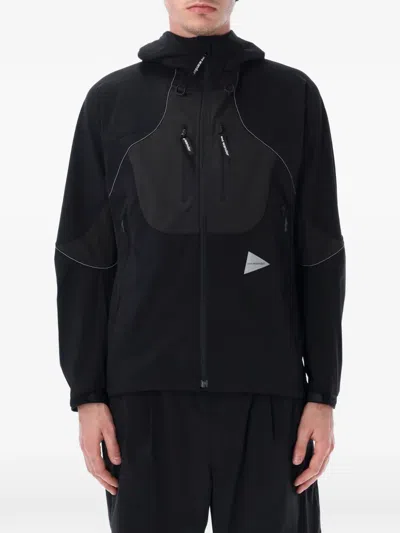 And Wander Hooded Zip-up Jacket In Black