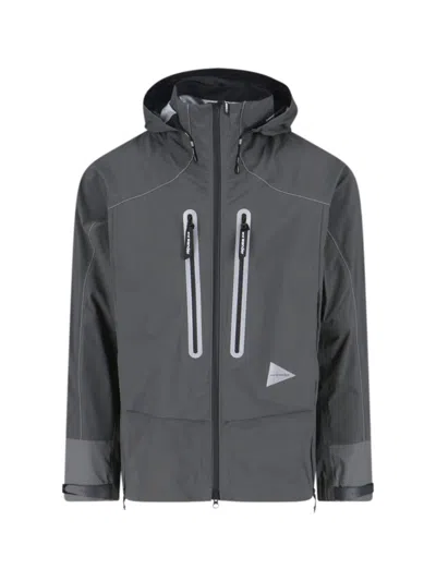 And Wander Logo Zip Jacket In Gray