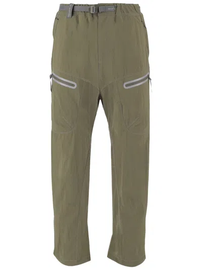 And Wander Khaki Nylon Trousers With Adjustable Drawstring In Green