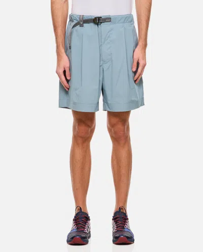 And Wander Light Blue Logo Embroidered Shorts In Sky Blue