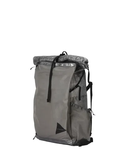 And Wander Logo-print Backpack In Gray