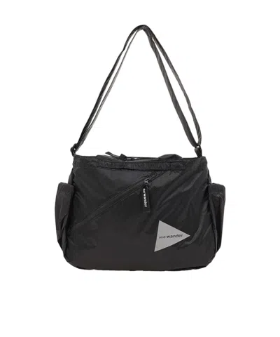 And Wander Logo Detail Shoulder Bag In Black