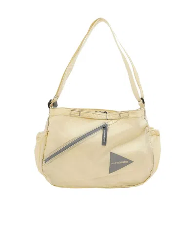 And Wander Logo Detail Shoulder Bag In Brown