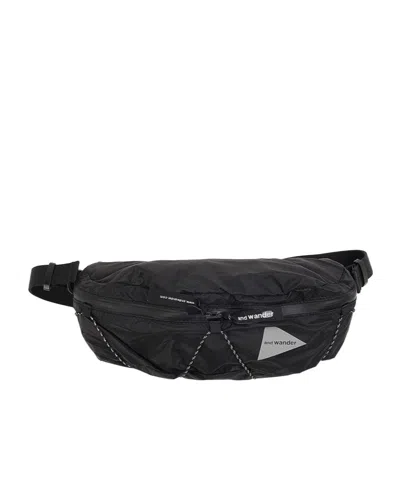 And Wander Logo Detail Waist Bag In Black