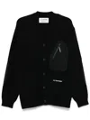 And Wander Logo-embroidered Cardigan In Black