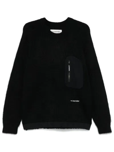 And Wander Black Shetland Wool Sweater