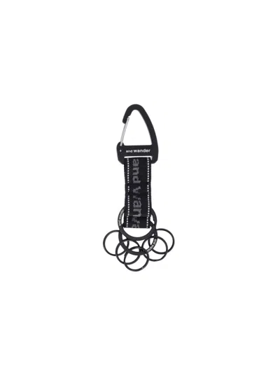 And Wander Logo Keyring In Black  