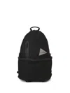 And Wander Logo Print Backpack In Black