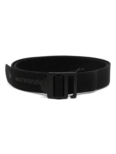 And Wander Logo-print Fabric Belt In Black