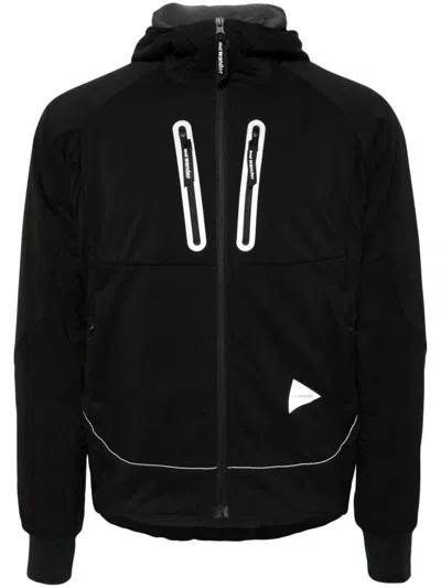 And Wander Logo-print Hooded Jacket In Black